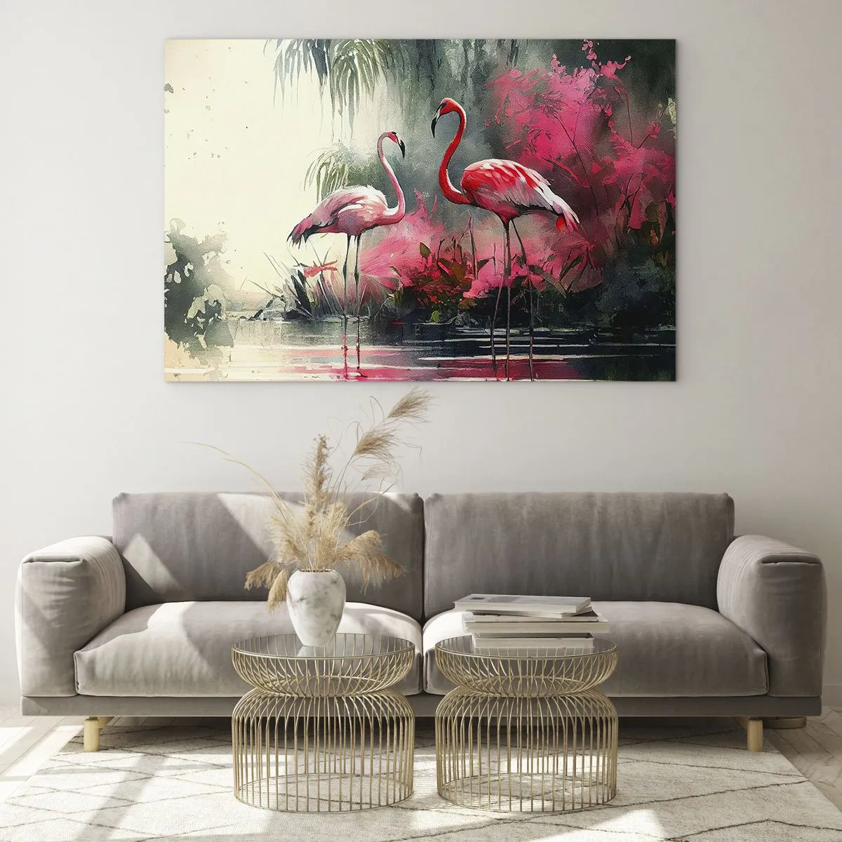 Schilderen op glas - Een les in natuurlijke gratie - 120x80 cm