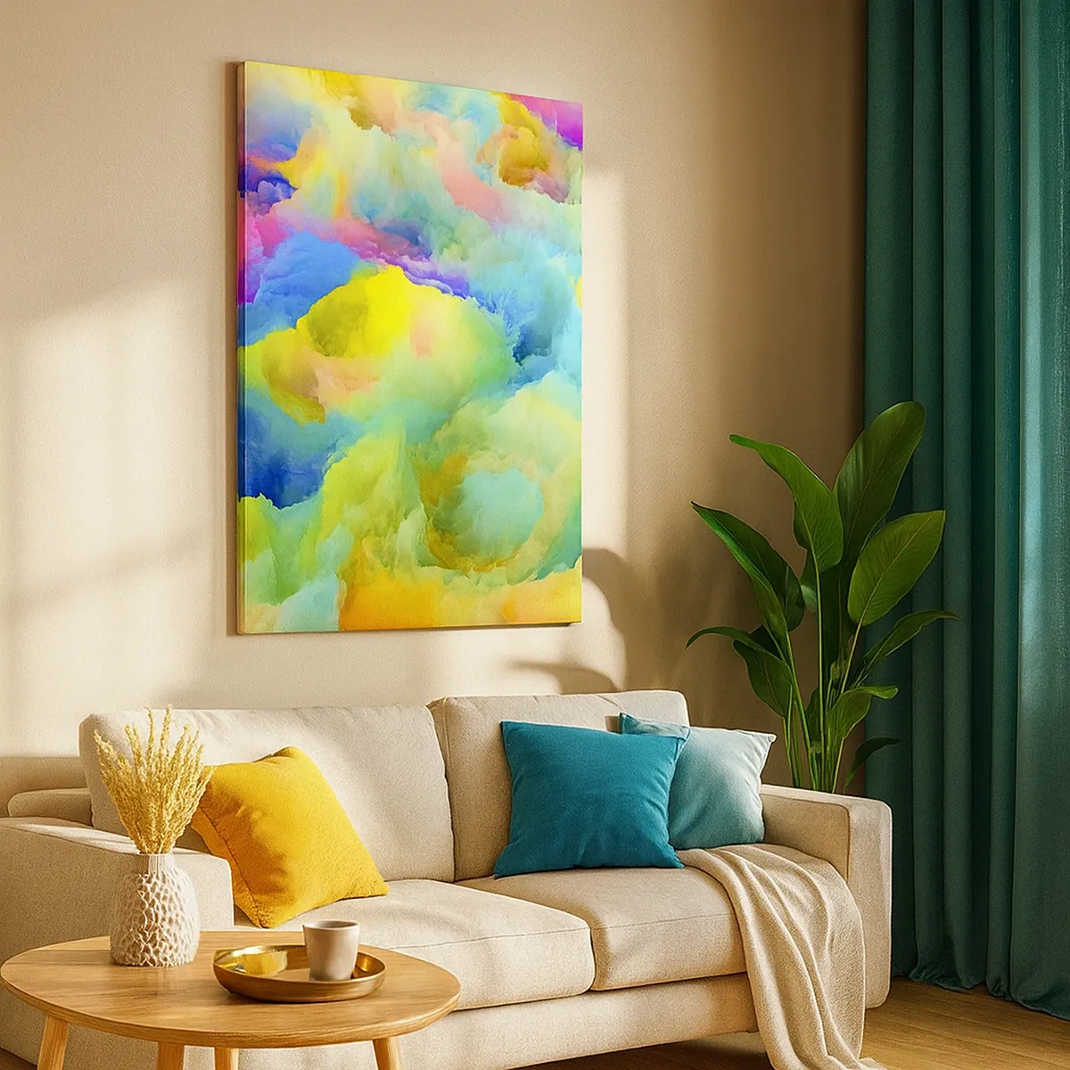Schilderen op canvas - Regenboog dons - 50x70 cm