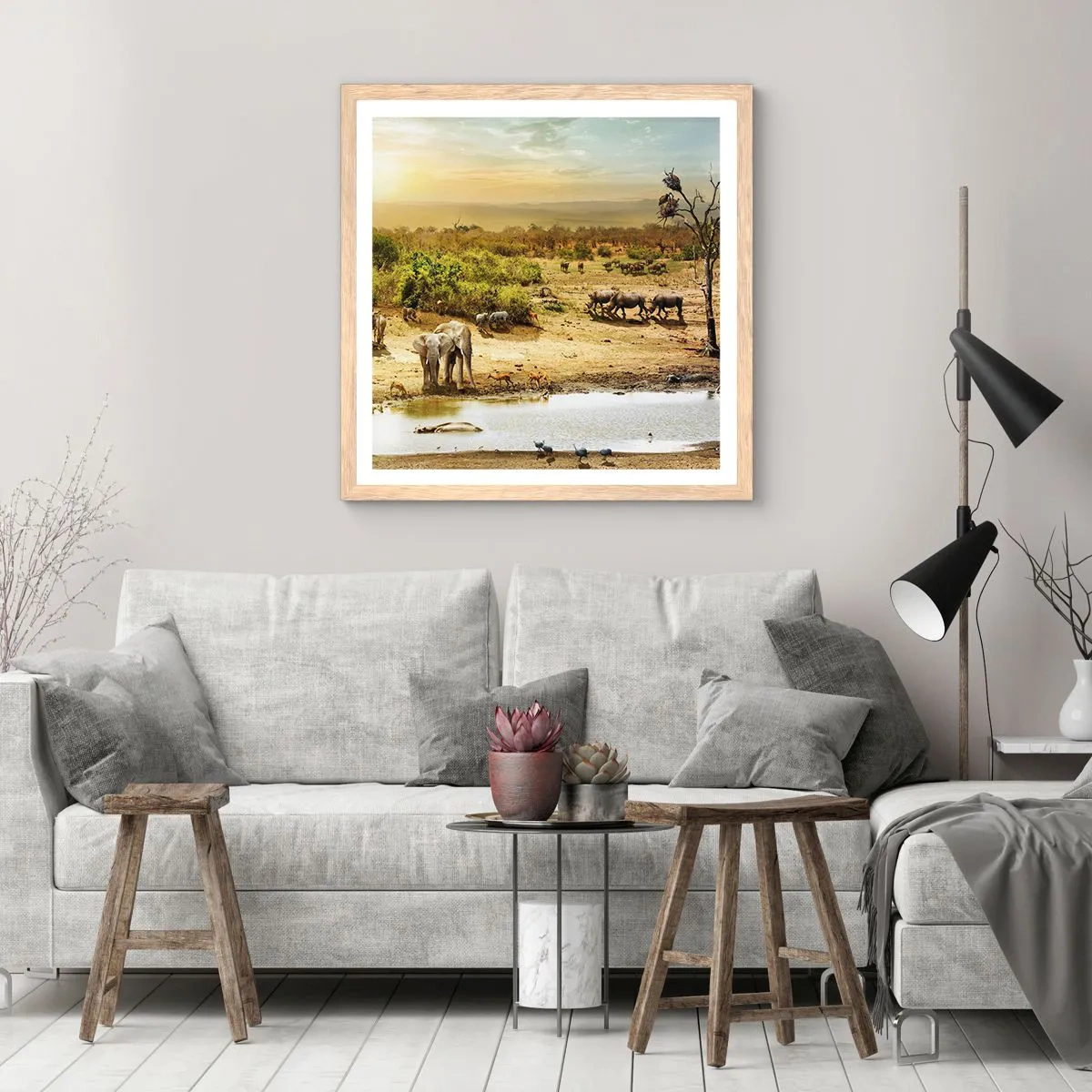 Een poster in een licht eiken lijst - "Er stroomde een rivier uit Eden …" - 50x50 cm
