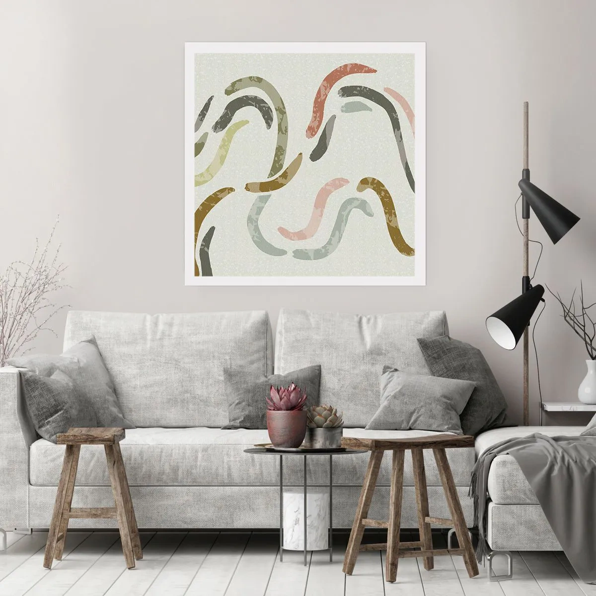 Poster - Een vrolijke dans van abstractie - 60x60 cm