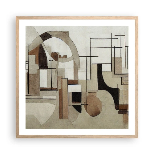 Een poster in een licht eiken lijst - Stadslandschap 2.0 - 60x60 cm