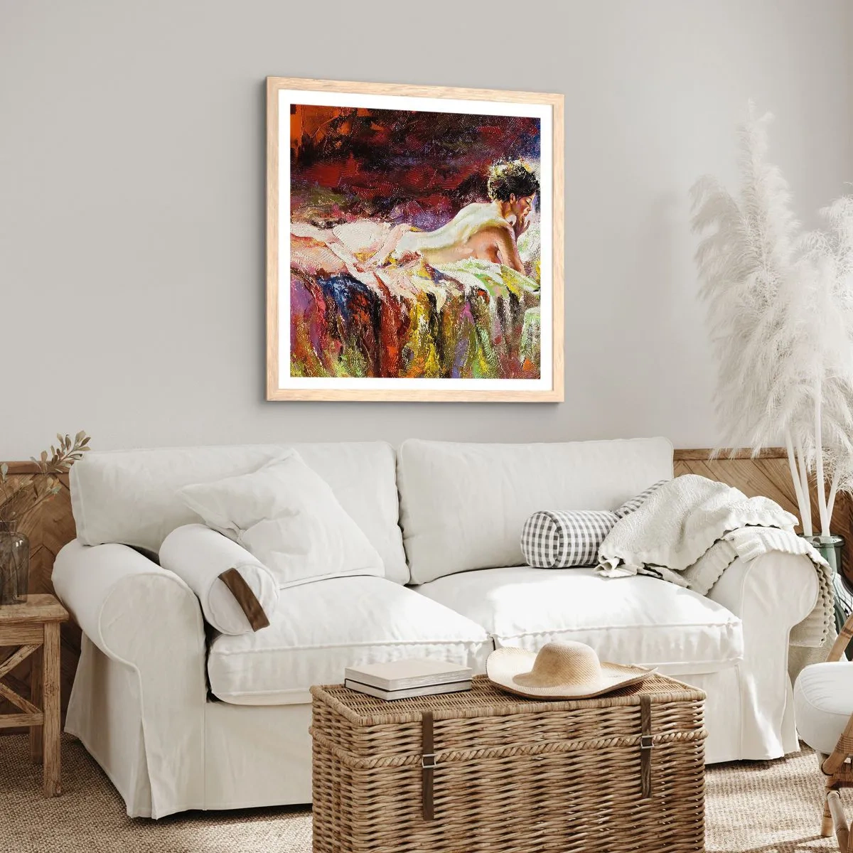 Een poster in een licht eiken lijst - Venus in gedachten - 40x40 cm