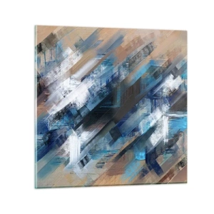 Schilderen op glas - Op een blauwe diagonaal - 30x30 cm