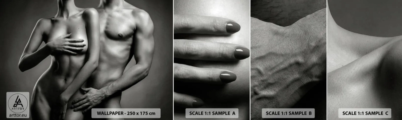 Fotobehang Staaltje Standard Eco - Adam en Eva - Vrouw, Man, Lichaam - 100x30 cm