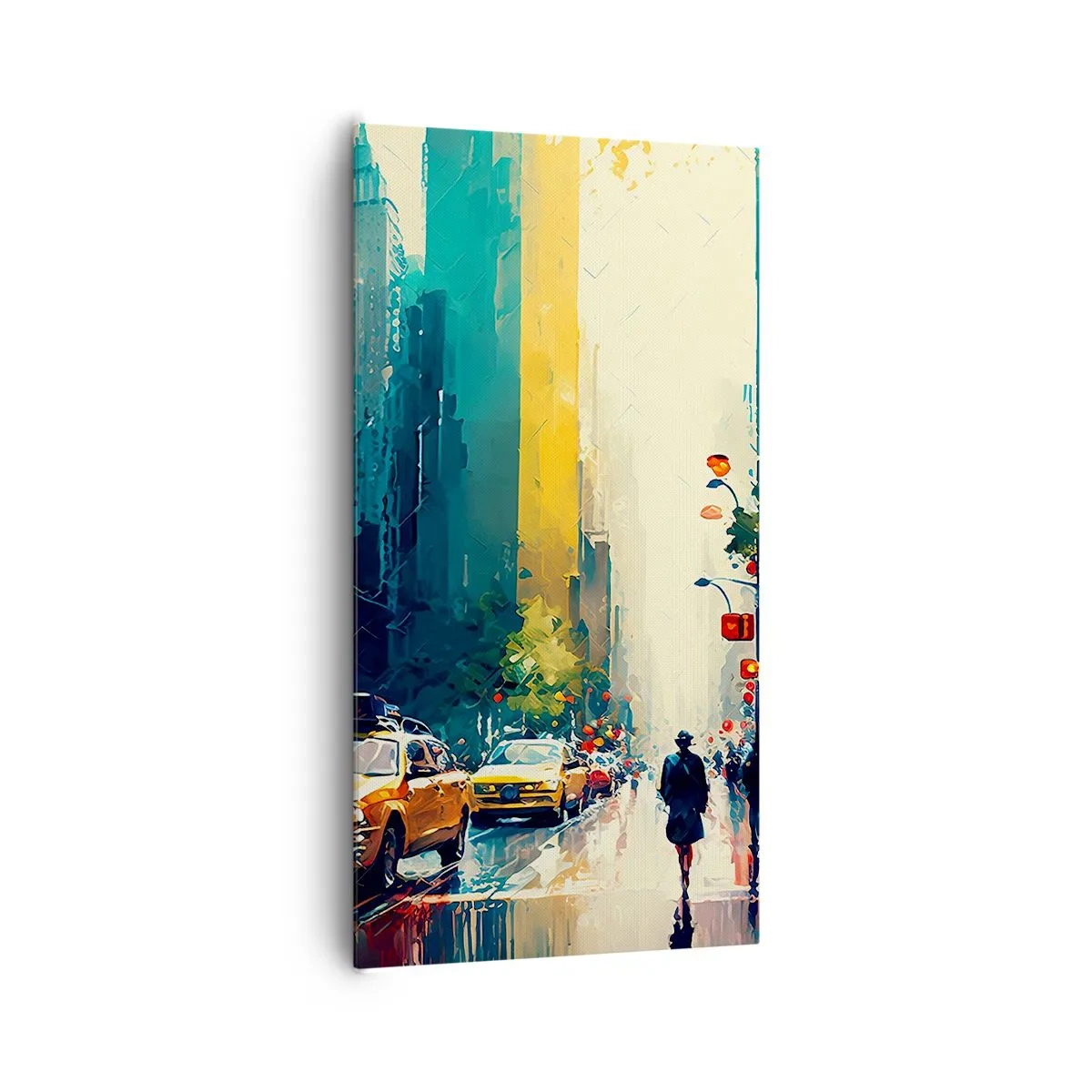 Schilderen op canvas - New York – zelfs de regen is hier kleurrijk - 65x120 cm