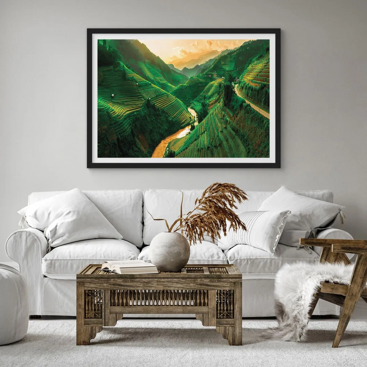 Poster in een zwarte lijst - Vietnamese vallei - 70x50 cm