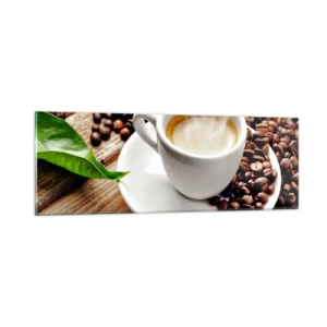 Schilderen op glas - Koffie op de bank - 90x30 cm