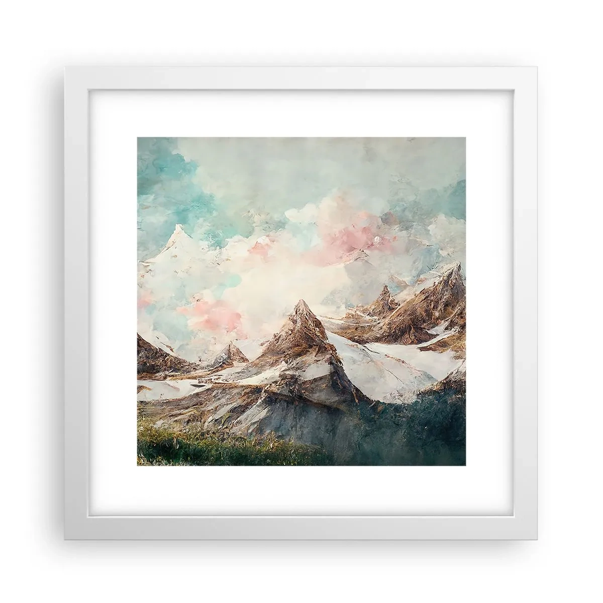 Poster in een witte lijst - Rotsbladen - 30x30 cm