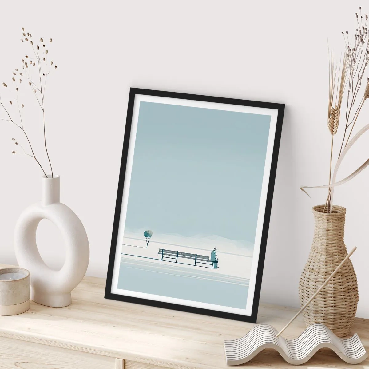 Poster in een zwarte lijst - Ja, ik wacht. - 30x40 cm