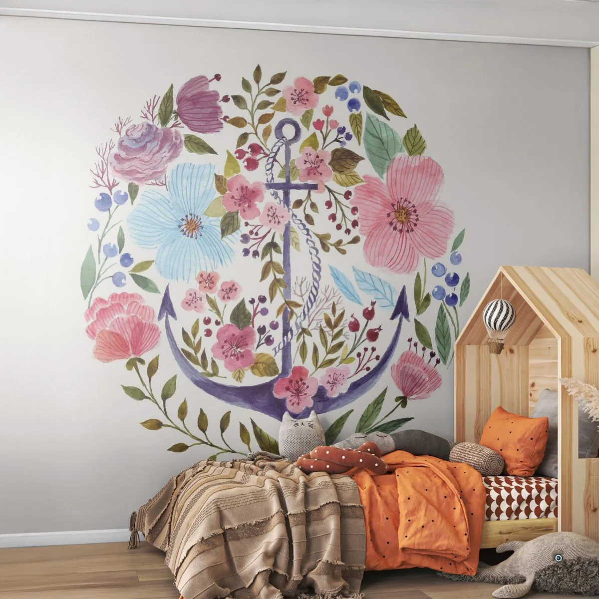 Fotobehang Premium Canvas - Goede droom van zeeman - Anker, Boho, Kust - 500x350 cm