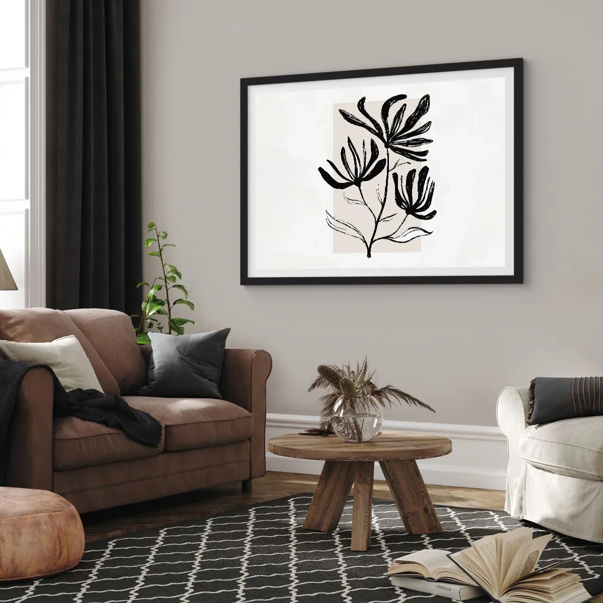 Poster in een zwarte lijst - Schets voor het herbarium - 91x61 cm