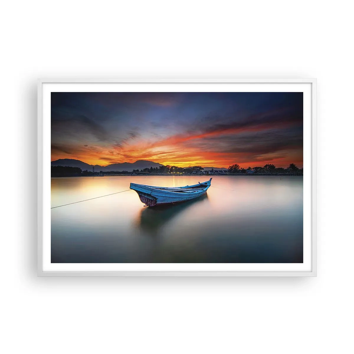 Poster in een witte lijst - Een goede nacht komt eraan - 100x70 cm