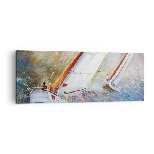 Schilderen op canvas - Lopend op de golven - 140x50 cm