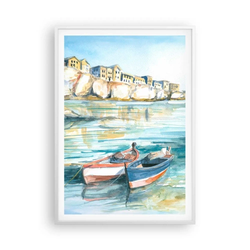 Poster in een witte lijst - Azuurblauw landschap - 70x100 cm