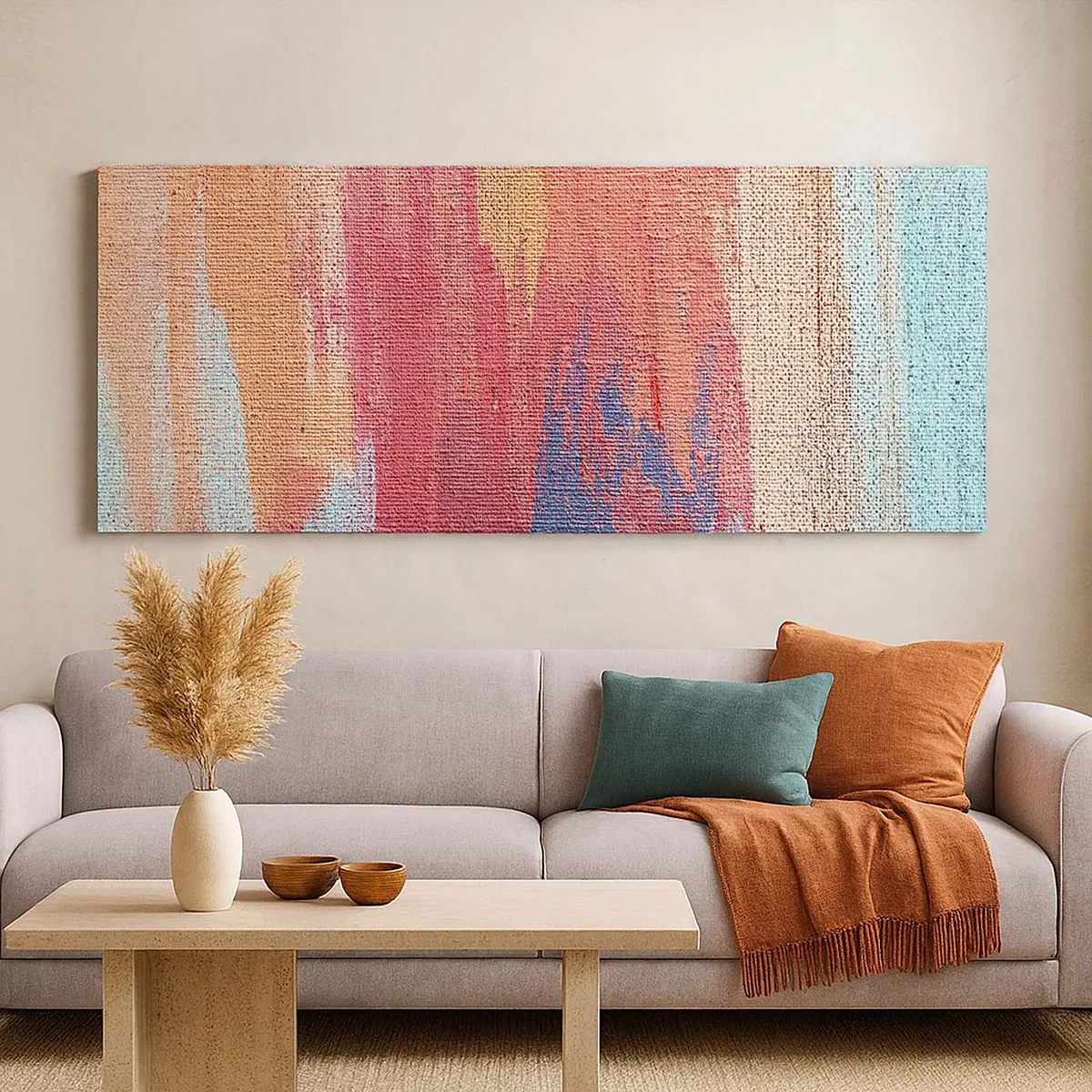 Schilderen op canvas - Ren door de regenboog - 100x40 cm
