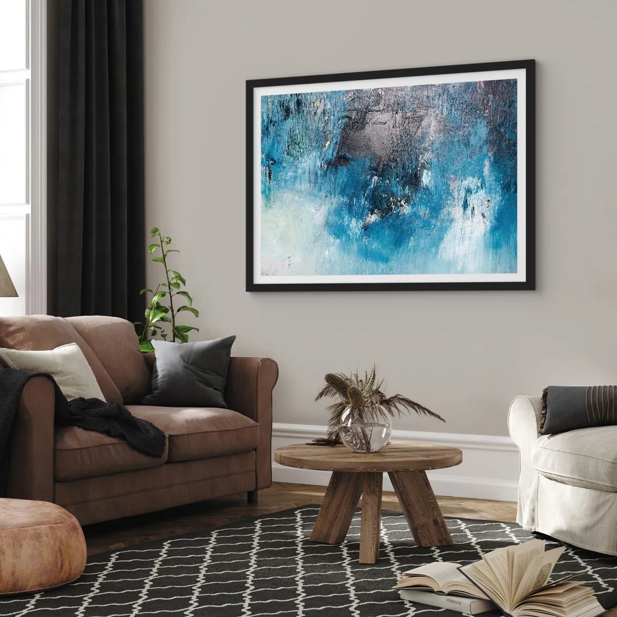 Poster in een zwarte lijst - Rhapsody in Blauw - 100x70 cm