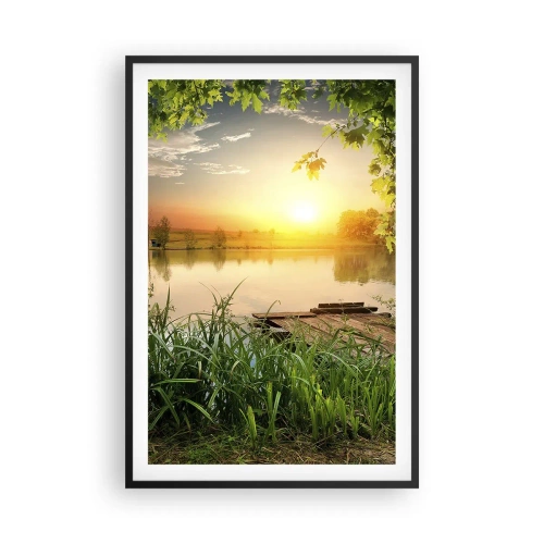 Poster in een zwarte lijst - Landschap in een groen kader - 61x91 cm