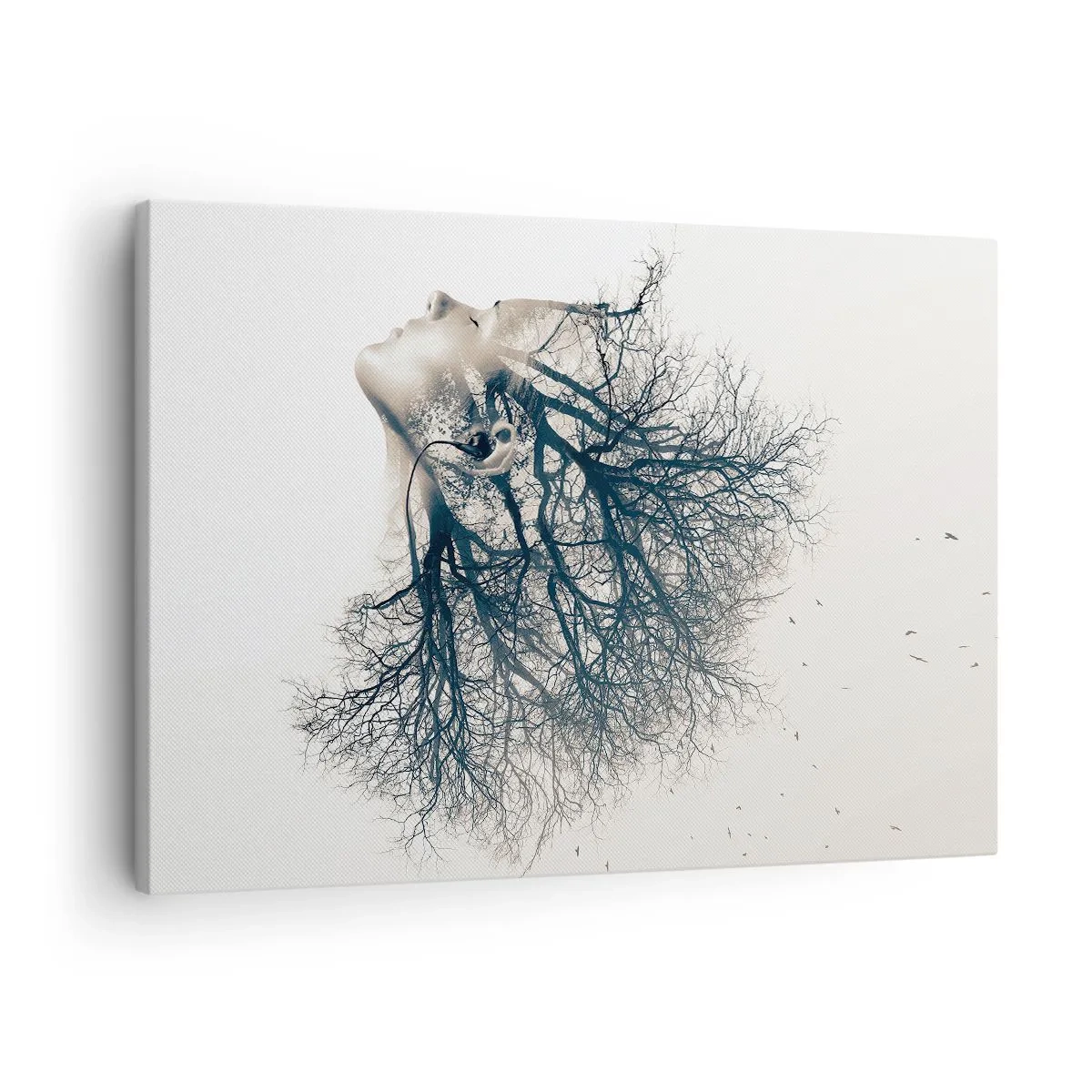 Schilderen op canvas - Creatief silhouet van een vrouw en bomen - 70x50cm - Luisteren naar het gefluister van bomen - Moderne wanddecoratie voor woonkamer en slaapkamer ARTTOR