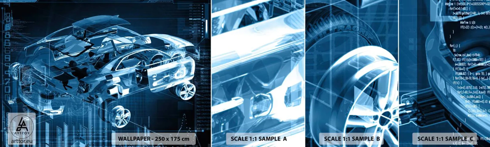 Fotobehang Monster Zelfklevend Deluxe Sticker - Technische anatomie - Automobiel, Auto, Concept - 100x30 cm