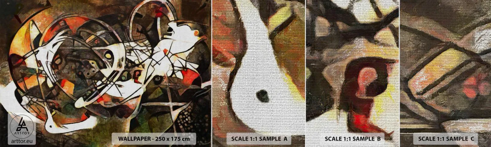 Fotobehang Monster Premium Canvas - Hoor je het verkeer? - Abstractie, Kubisme, Deel - 100x30 cm