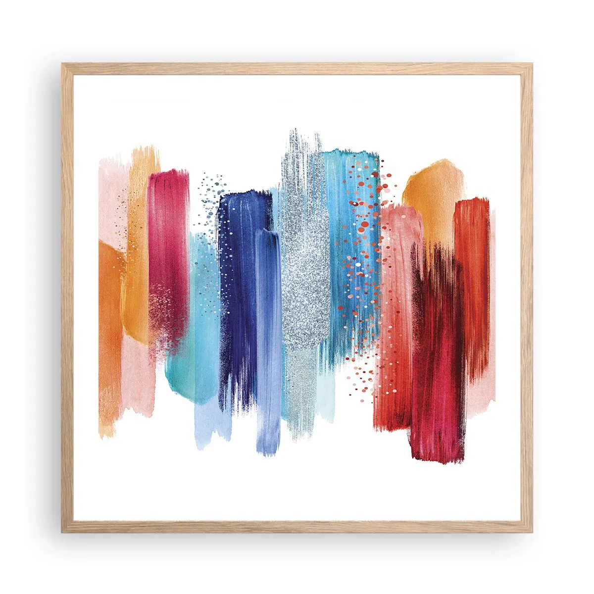 Een poster in een licht eiken lijst - Omhoog en omlaag - 60x60 cm