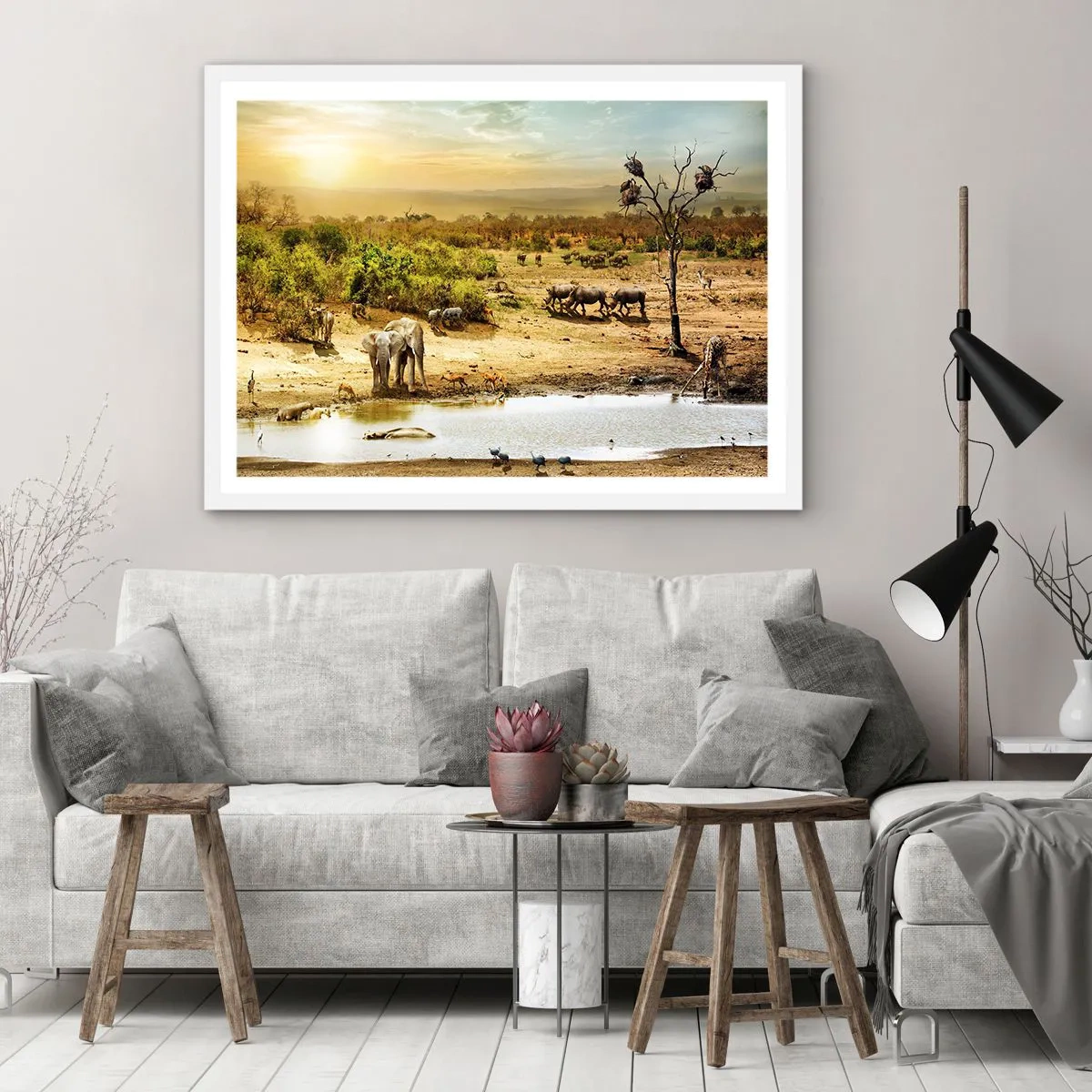 Poster in een witte lijst - "Er stroomde een rivier uit Eden …" - 91x61 cm