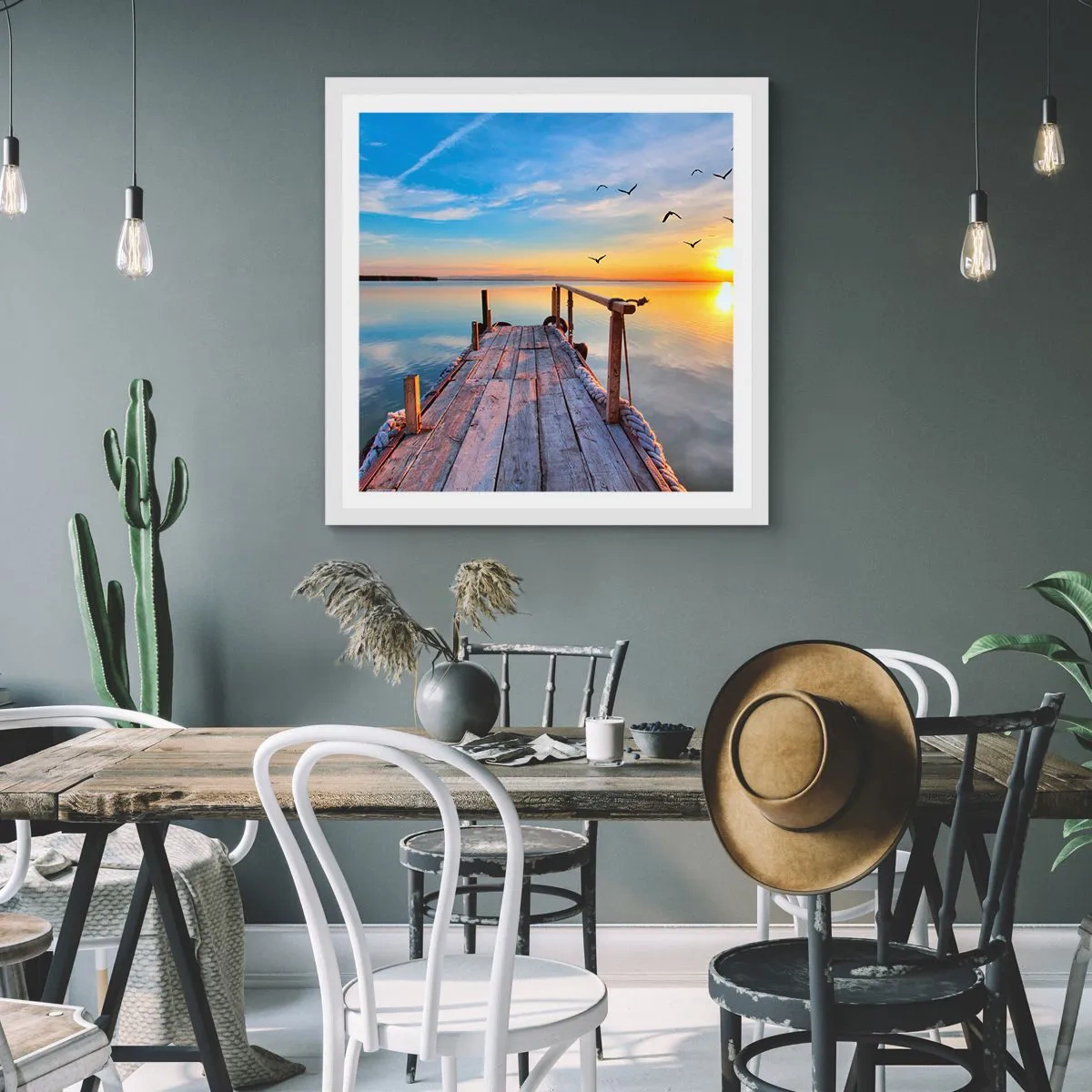 Poster in een witte lijst - Loop recht naar de zon - 30x30 cm