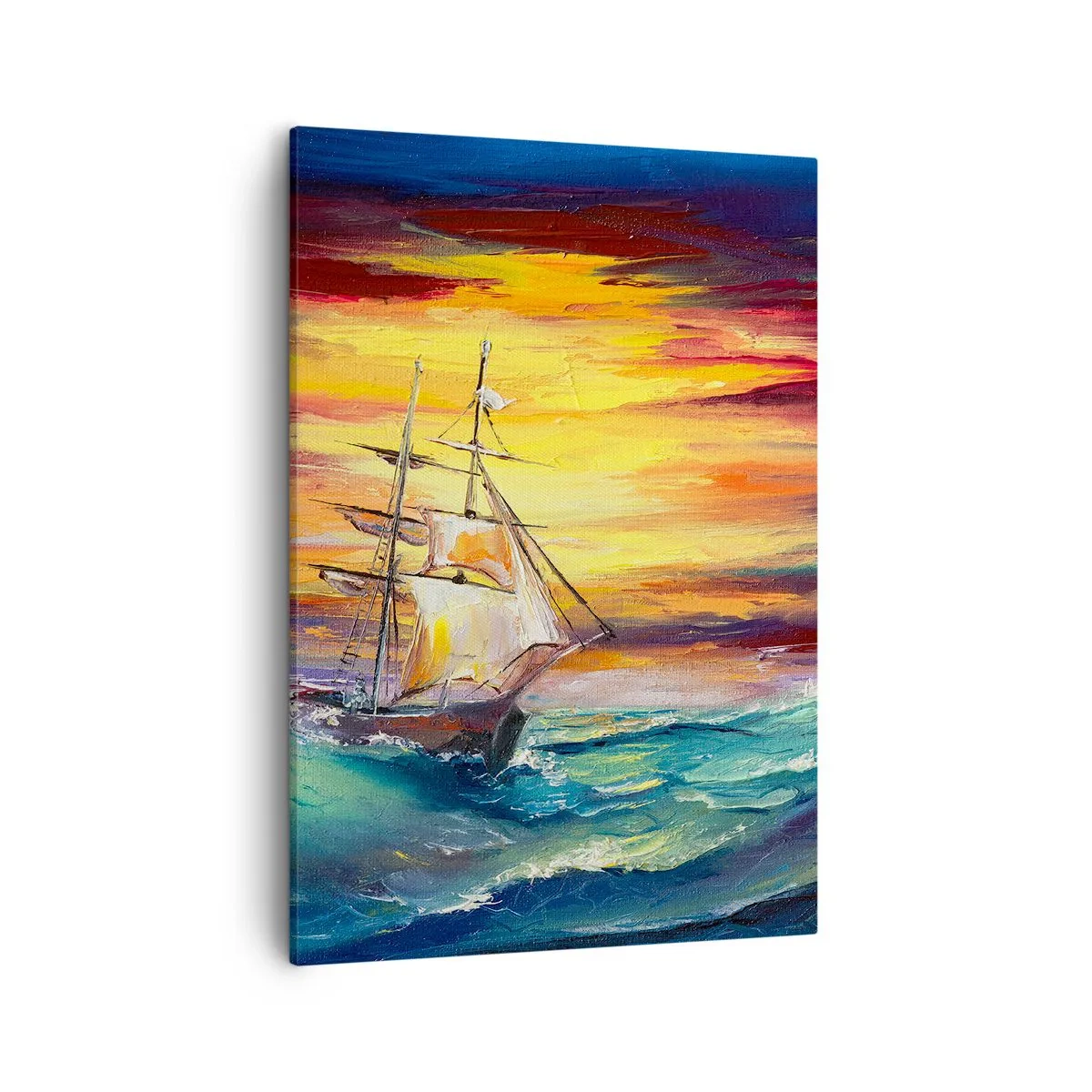 Schilderen op canvas - Dapper onder de golven - 50x70 cm