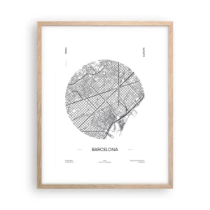 Een poster in een licht eiken lijst - Anatomie van Barcelona - 40x50 cm