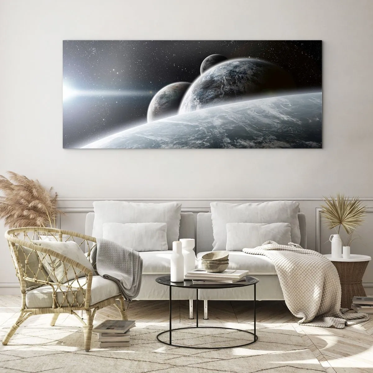 Schilderen op glas - Kosmische muziek van de sferen - 100x40 cm
