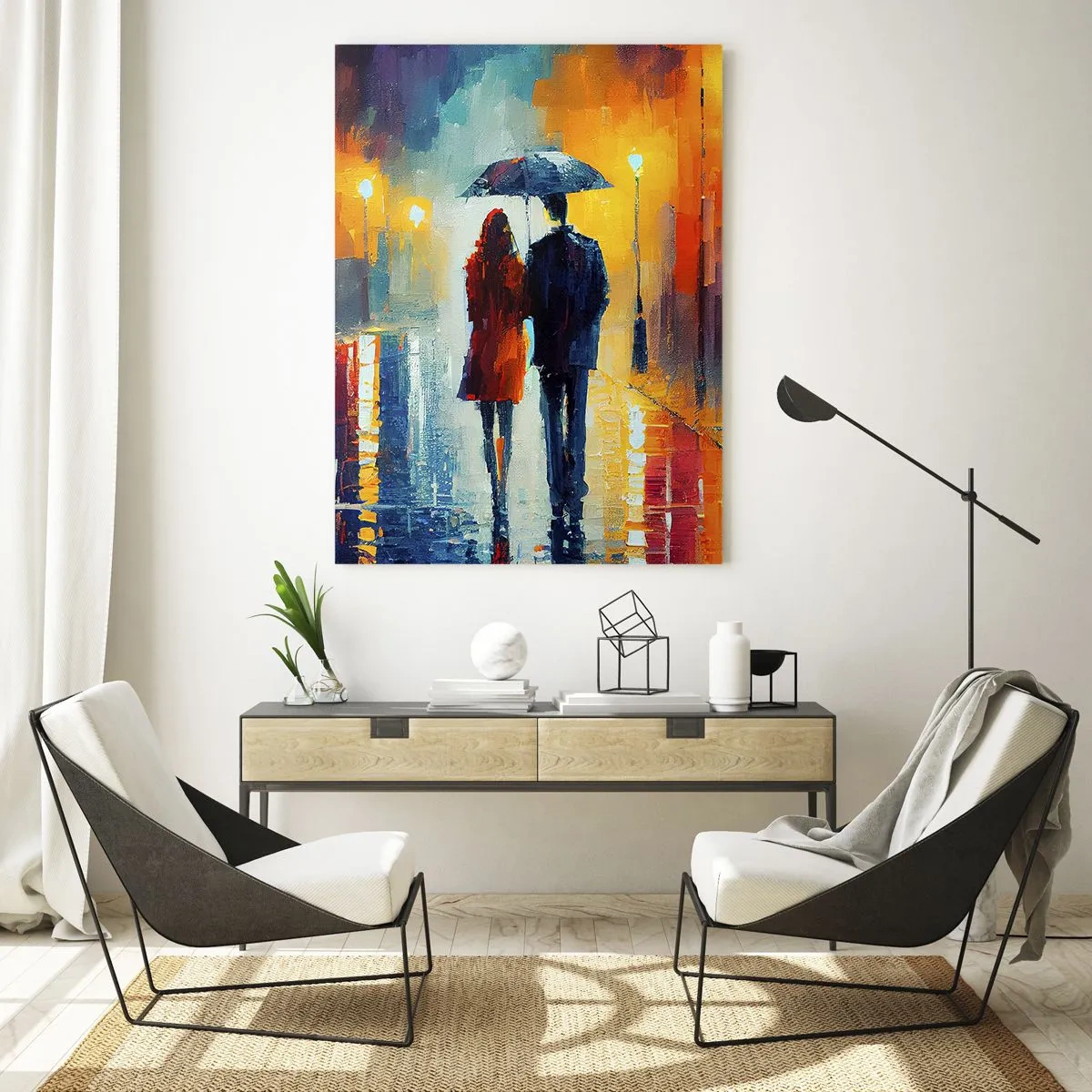 Schilderen op glas - Samen – een kleurrijke nacht - 80x120 cm