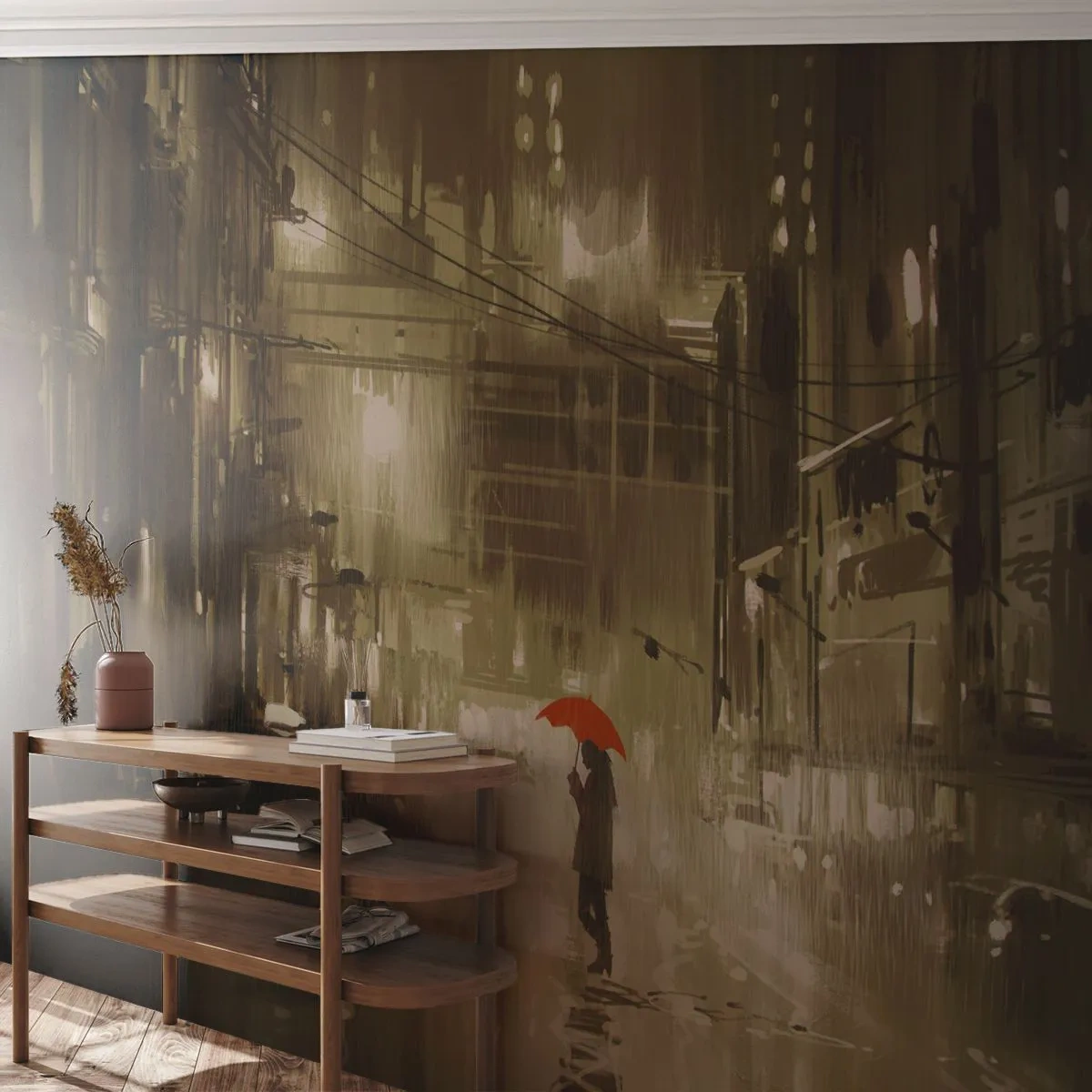 Fotobehang Standard Eco - Alleen maar niet eenzaam - Stad, Vrouw, Architectuur - 400x280 cm