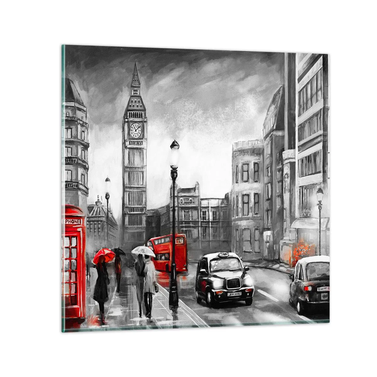 Schilderen op glas - Helemaal geen grijze stad - 40x40 cm