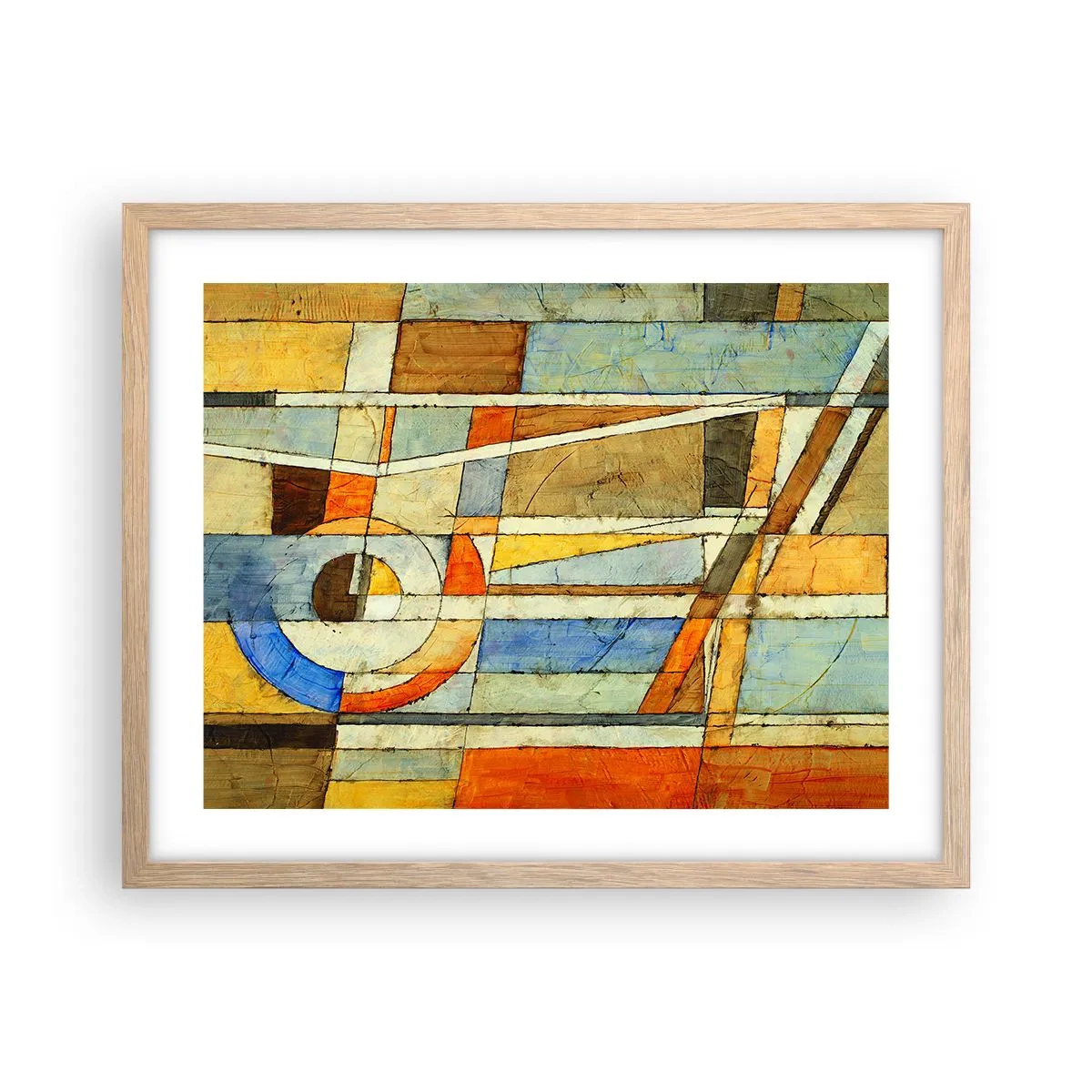 Een poster in een licht eiken lijst - Kubisme op de bouwplaats - 50x40 cm