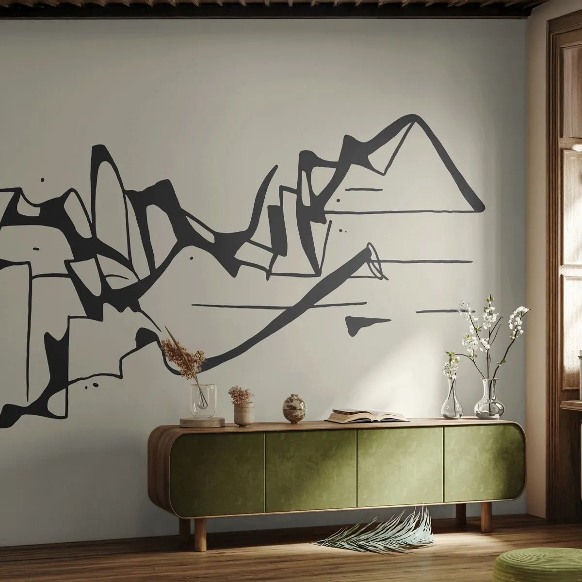 Fotobehang Premium Canvas - Misschien een landschap - Minimalisme, Deel, Lijn - 100x70 cm