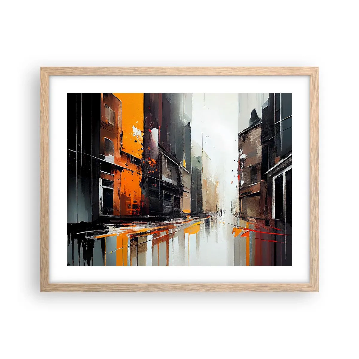 Een poster in een licht eiken lijst - Regenachtige dag - 50x40 cm