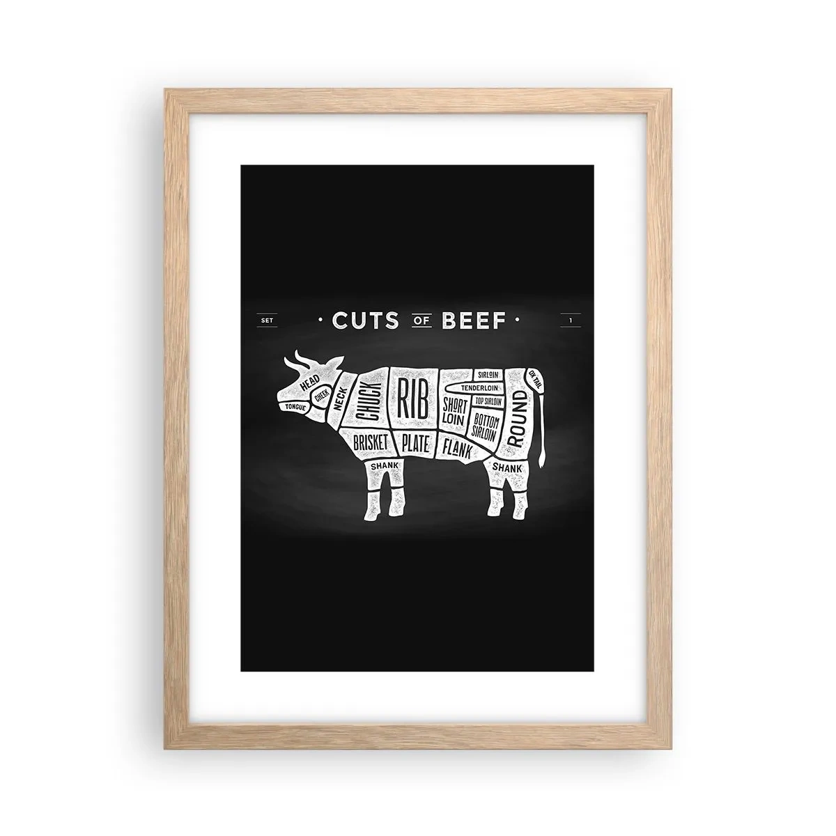 Een poster in een licht eiken lijst - Slagers ABC - 30x40 cm