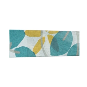 Schilderen op glas - Tussen de azuurblauwe bladeren - 90x30 cm