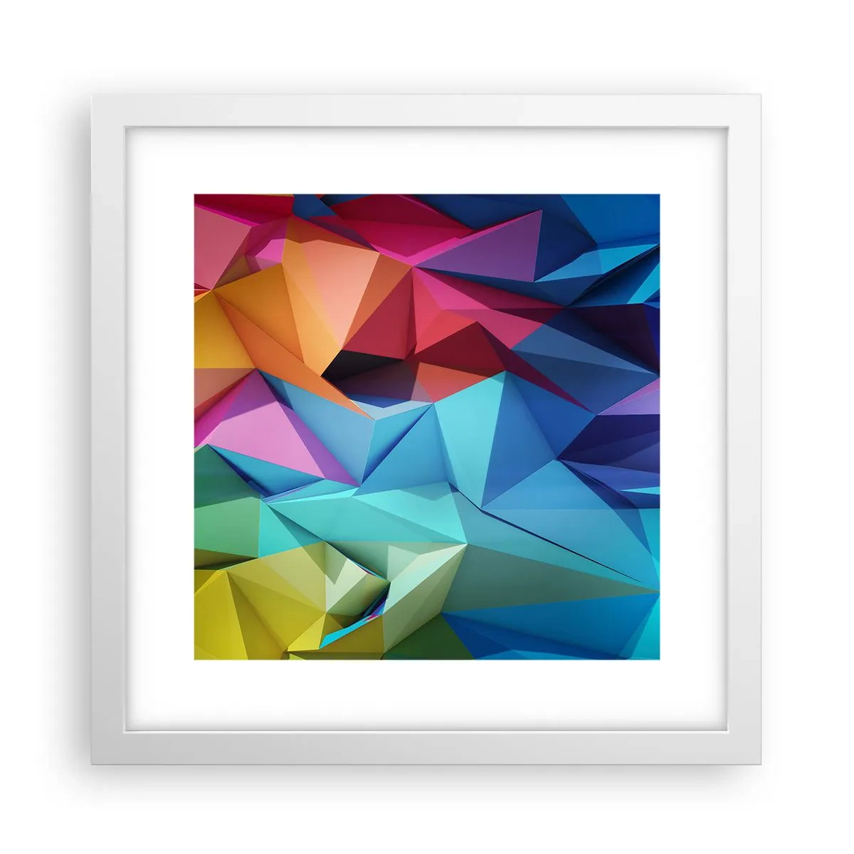 Poster in een witte lijst - Regenboog origami - 30x30 cm