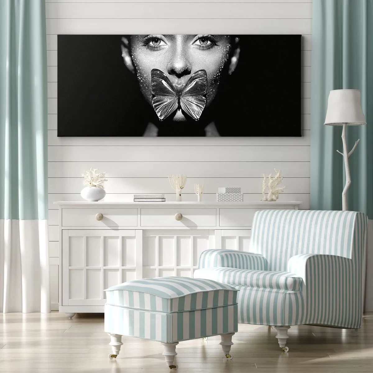 Schilderen op canvas - Vlinder kus - 90x30 cm
