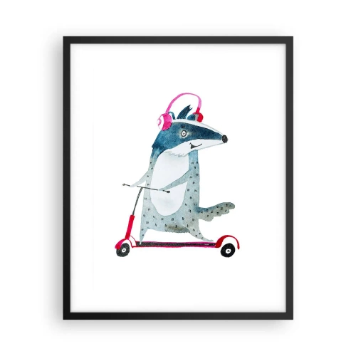 Poster in een zwarte lijst - Badger vreugde - 40x50 cm