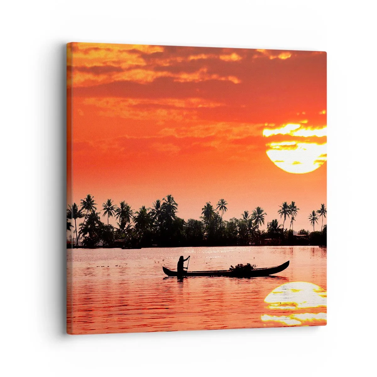 Schilderen op canvas - De rust van de tropen bij zonsondergang - 30x30 cm