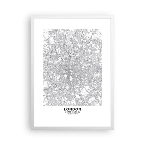 Poster in een witte lijst - Kaart van het doolhof van Londen - 50x70 cm