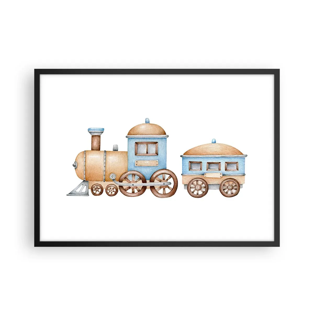 Poster in een zwarte lijst - Hij staat op het station... - 70x50 cm