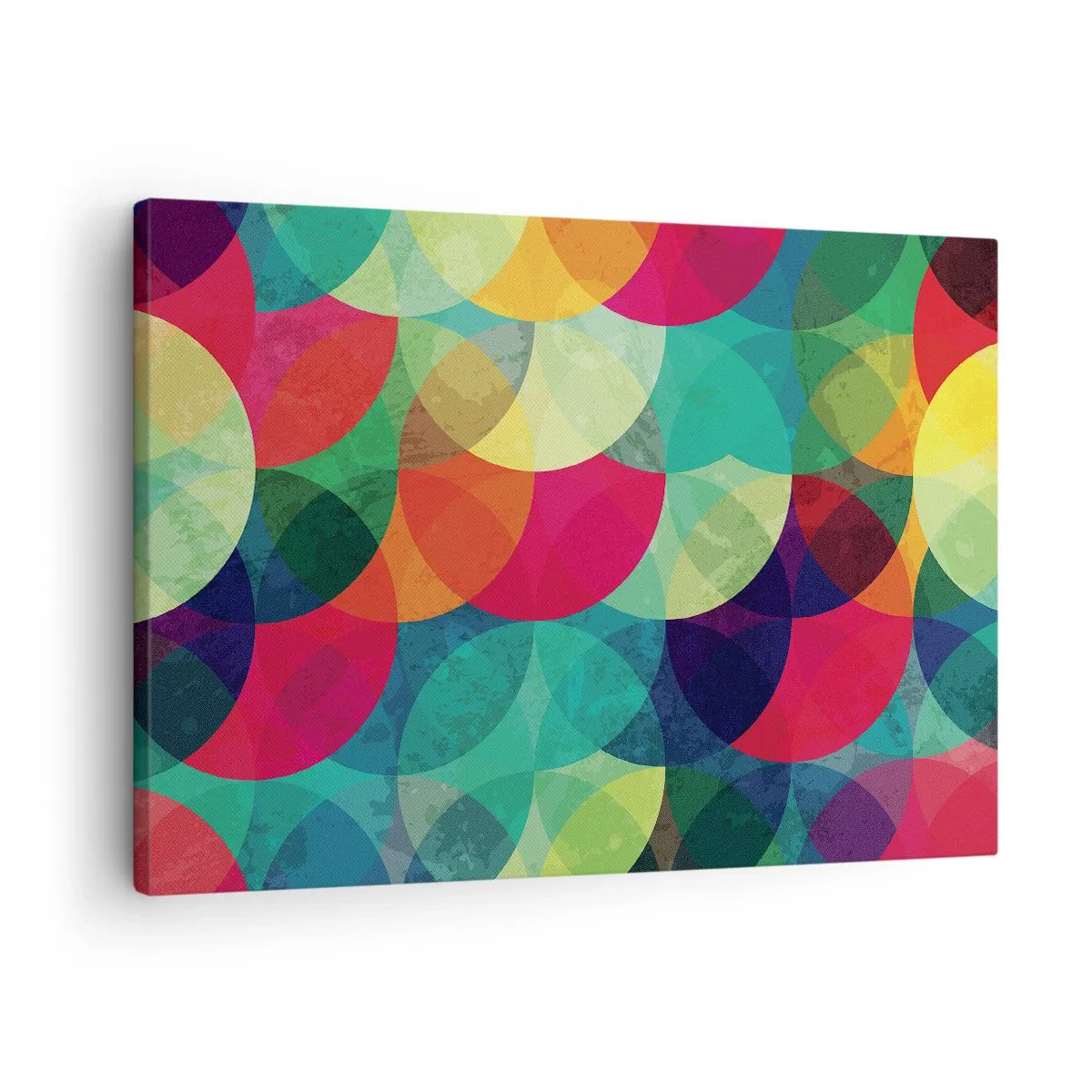 Schilderen op canvas - Kleurrijke geometrische patronen bestaande uit cirkels en halve cirkels - 70x50cm - Beklimming naar de regenboog - Moderne wanddecoratie voor woonkamer en slaapkamer ARTTOR