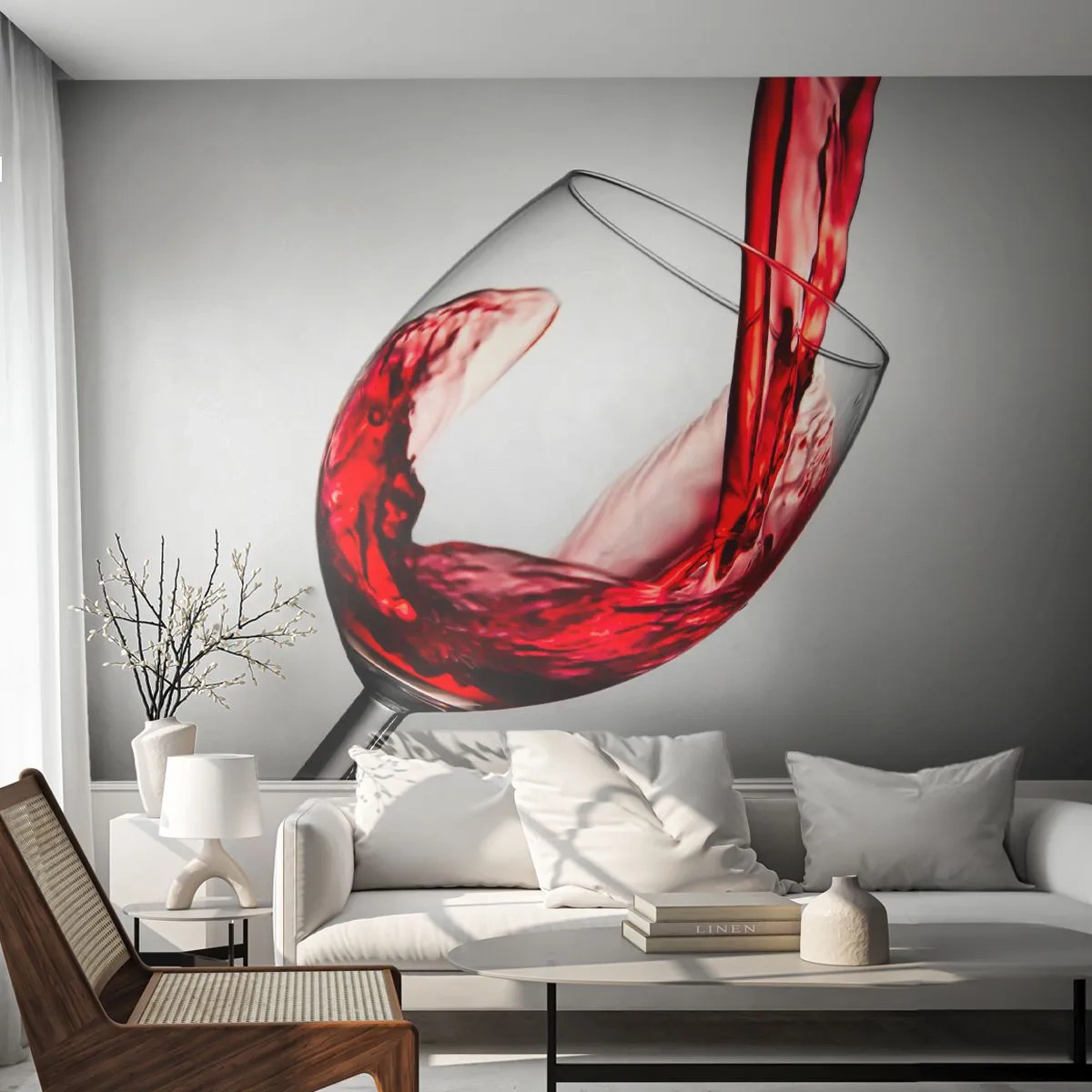 Zelfklevend Fotobehang Deluxe Sticker - Kleur - beweging - geluid - Wijnglas, rode wijn, Gastronomie - 250x175 cm