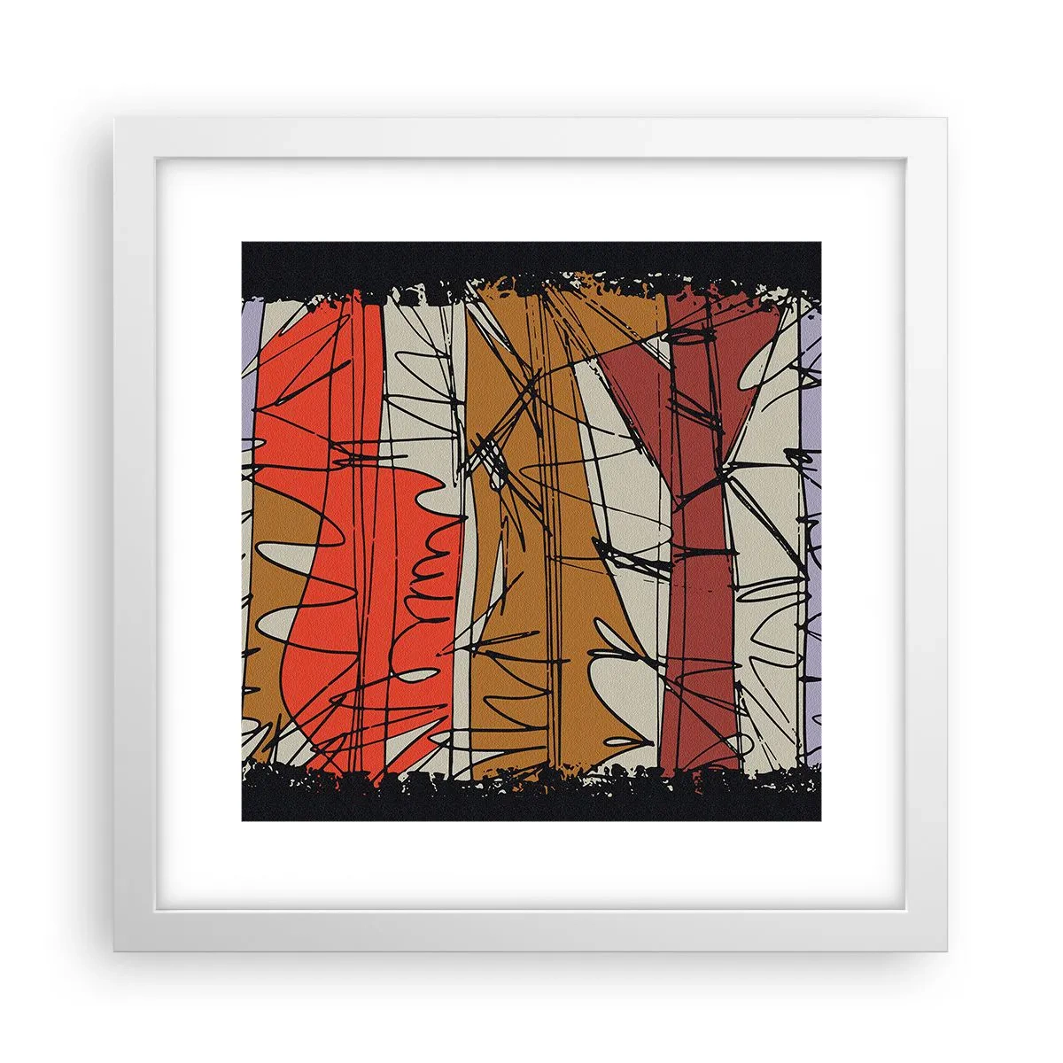 Poster in een witte lijst - Spontane compositie - 30x30 cm