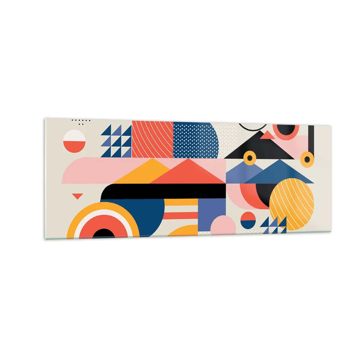 Schilderen op glas - Compositie: speel rond - 140x50 cm