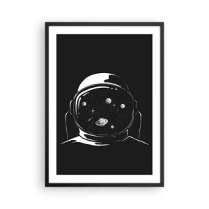 Poster in een zwarte lijst - Astronaut met de ruimte weerspiegeld in zijn helm - 50x70cm - Mooi uitzicht - Moderne wanddecoratie voor woonkamer en slaapkamer ARTTOR