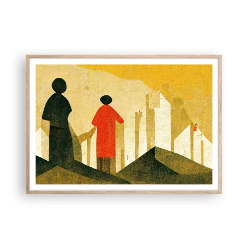 Een poster in een licht eiken lijst - Er is nog een lange weg te gaan - 100x70 cm